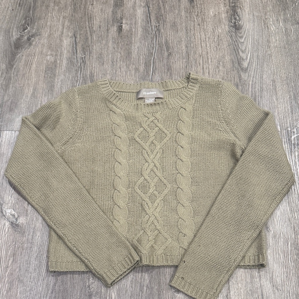 Ply Cashmere Dried Sage Cropped Sweater